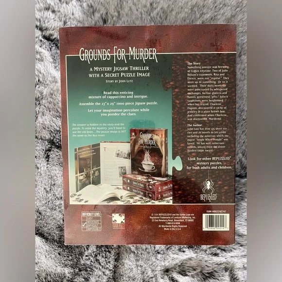 Vintage 80’s Mystery Game Grounds For Murder 1000 piece Puzzle sealed NWT Social - Picture 2 of 4